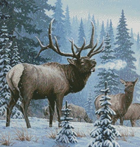 Winter Elk (Crop) by Artecy printed cross stitch chart